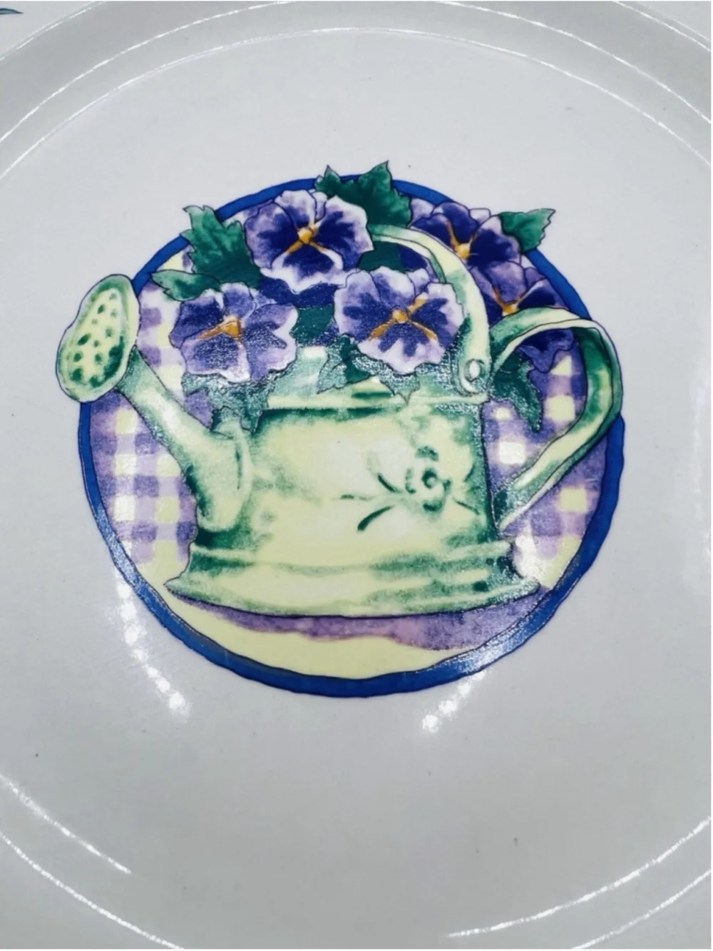 Vintage Gibson Garden Pansies Dinner Plate 10.5” Purple Ceramic Pansy Summer